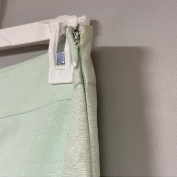 Ann Taylor Factory Mint Green Linen Cropped Wide Leg Pants, Fully Lined, 6 EUC - Picture 4 of 8